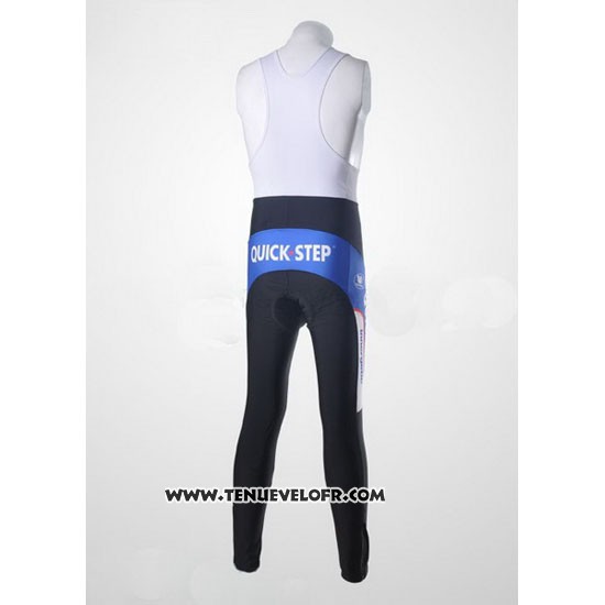 2011 Maillot Ciclismo Quick Step Floor Blanc et Azur Manches Longues et Cuissard